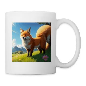 Rotfüchse Kunst mit Strohhut Süßer Rotfuchsliebhaber - Tasse - Weiß - Rechts