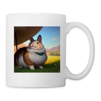 Œuvre d’art mignonne d’ours brun avec chapeau de paille Meadow Art - Mug blanc - blanc - Droite