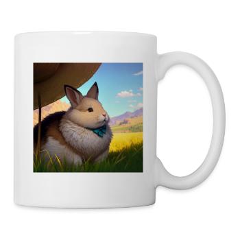 Niedliches Braunbär Kunstwerk mit Strohhut Wiese Kunst - Tasse - Weiß - Rechts