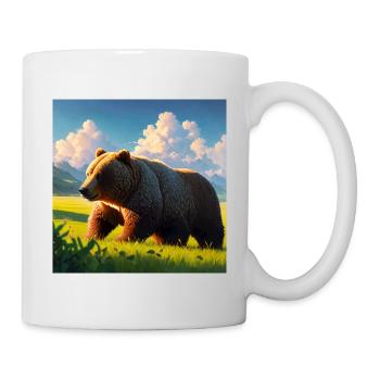 Œuvre d’art mignonne d’ours brun avec chapeau de paille Meadow Art - Mug blanc - blanc - Droite