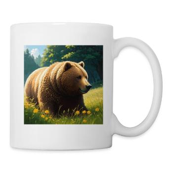 Œuvre d’art mignonne d’ours brun avec chapeau de paille Meadow Art - Mug blanc - blanc - Droite