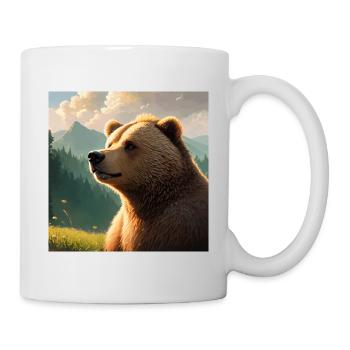 Œuvre d’art mignonne d’ours brun avec chapeau de paille Meadow Art - Mug blanc - blanc - Droite