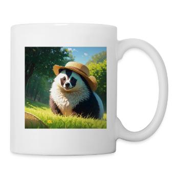 Œuvre d’art de blaireau mignon avec Straw Hat Badgers Meadow - Mug blanc - blanc - Droite