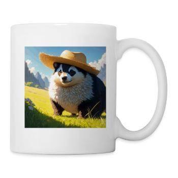 Cute Badger Artwork with Straw Hat Badgers Meadow - Mug - white - Right