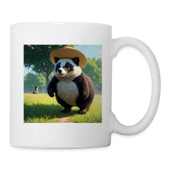 Œuvre d’art de blaireau mignon avec Straw Hat Badgers Meadow - Mug blanc - blanc - Droite