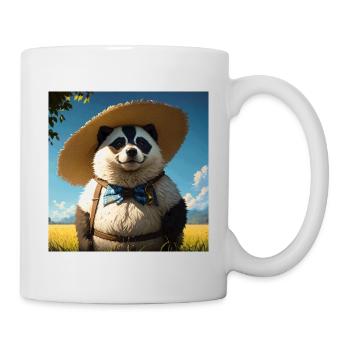 Cute Badger Artwork with Straw Hat Badgers Meadow - Mug - white - Right