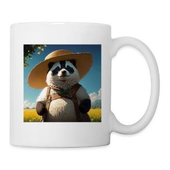 Cute Badger Artwork with Straw Hat Badgers Meadow - Mug - white - Right