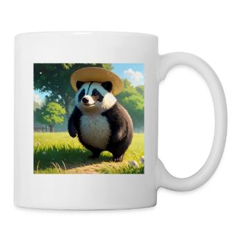 Cute Badger Artwork with Straw Hat Badgers Meadow - Mug - white - Right