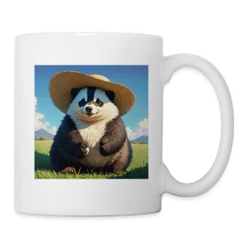 Süßes Dachs-Kunstwerk mit Strohhutdachswiese - Tasse - Weiß - Rechts