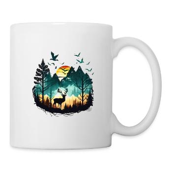 Landscape Deer | Mountains | Sun - Mug - white - Right