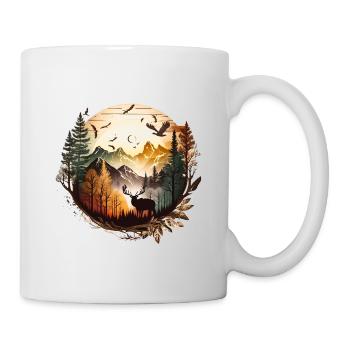 Landscape Deer | Mountains | Sun - Mug - white - Right