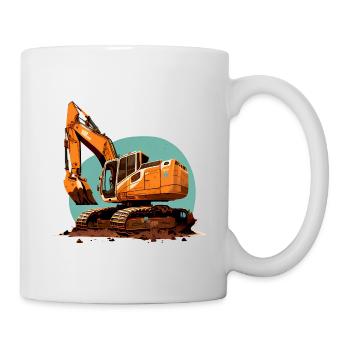 Bagger| Schaufelbagger | Retro - Tasse - Weiß - Rechts