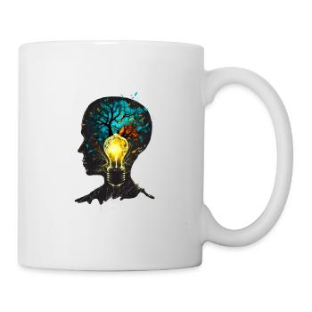 Silhouette | Head | Light bulb | Nature - Mug - white - Right