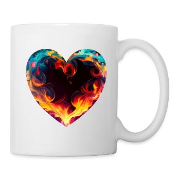 Colorful heart with fire - Mug - white - Right
