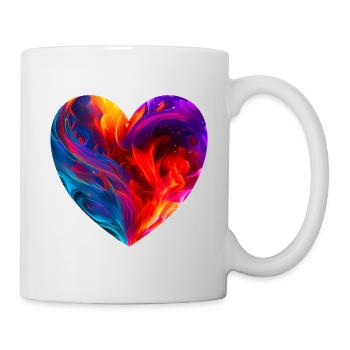 Colorful heart with fire - Mug - white - Right