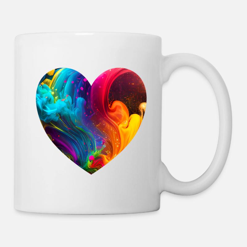 Herz mit bunten Farben - Tasse - Weiß
