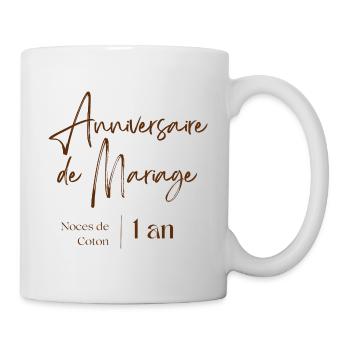 Anniversaire de mariage noce de coton 1 ans - Mug blanc - blanc - Droite