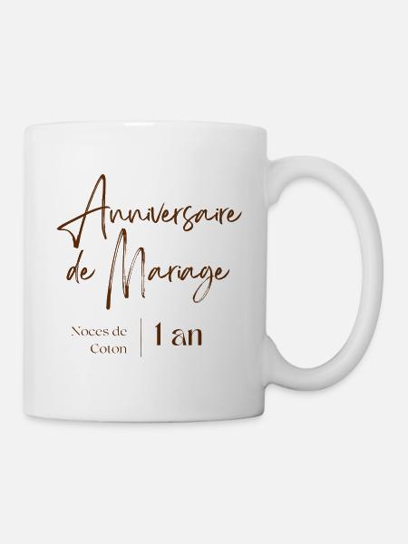 Anniversaire de mariage noce de coton 1 ans - Mug blanc - blanc