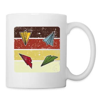retro paper airplane - Mug - white - Right