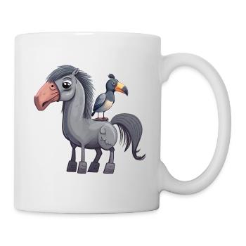Cute horse with a bird - Mug - white - Right