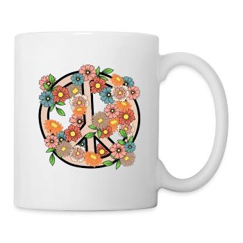 Blumen und Friedenszeichen - Tasse - Weiß - Rechts