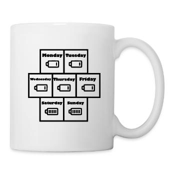Batterien und Wochenende - Tasse - Weiß - Rechts