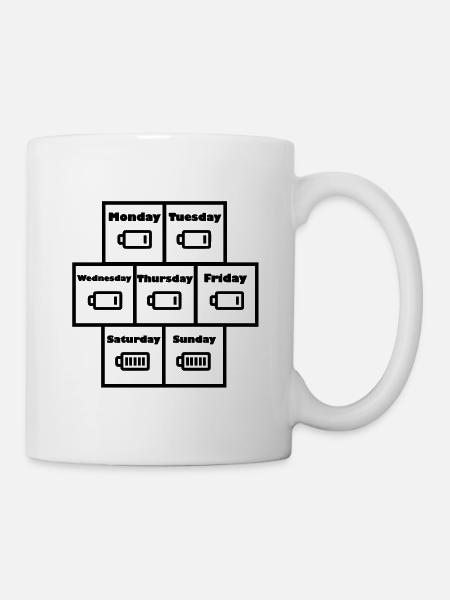Batterien und Wochenende - Tasse - Weiß