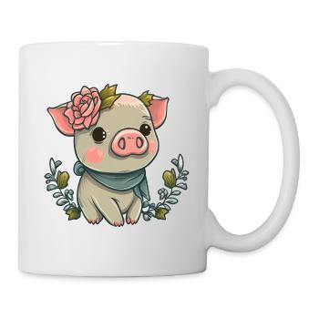 Pig with bandana - Mug - white - Right