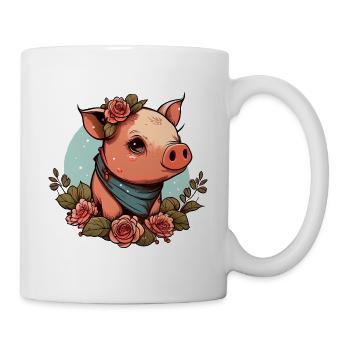 Pig with bandana - Mug - white - Right