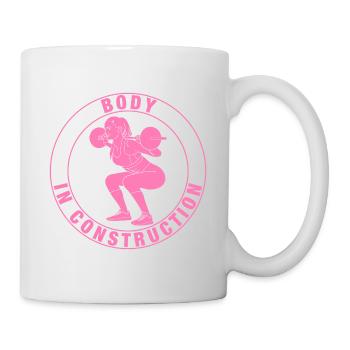 Fitness Sportlerin, Kniebeugen, Rosa - Tasse - Weiß - Rechts