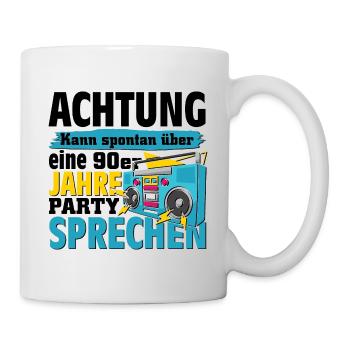 Kann spontan über eine 90er Jahre Party - Tasse - Weiß - Rechts