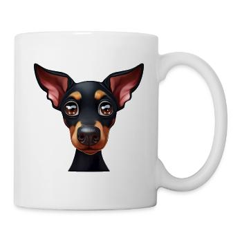Charmantes Dobermann-Porträt - Tasse - Weiß - Rechts