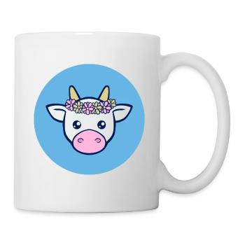 cow with a flower crown - Mug - white - Right