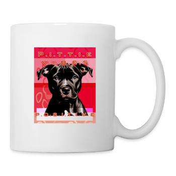 Visage de chiot Pitbull avec texte positif - Mug blanc - blanc - Droite