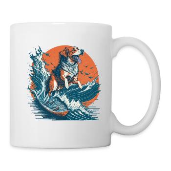 Surf Dog: The Retro Wave Illustration - Mug - white - Right