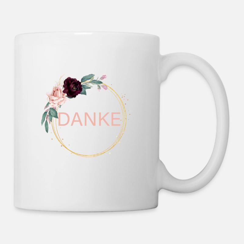 Danke! Blumen, personalisierbar - Tasse - Weiß
