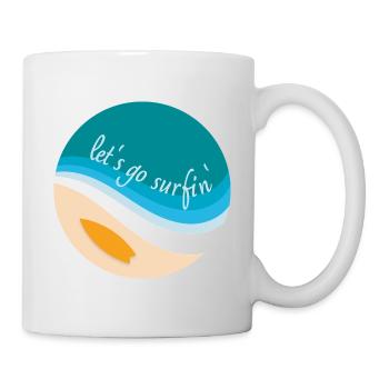 Let's go surfin' surfing Surfen (rundes Design) - Tasse - Weiß - Rechts