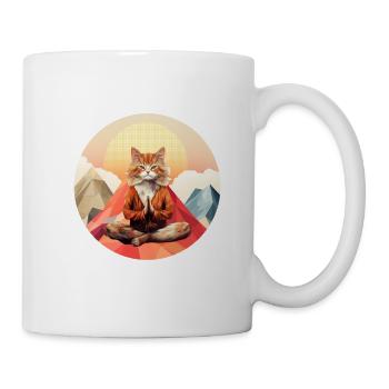 Yoga-Katze, Namaste, chill, personalisierbar - Tasse - Weiß - Rechts