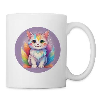 Regenbogen Mieze - Tasse - Weiß - Rechts