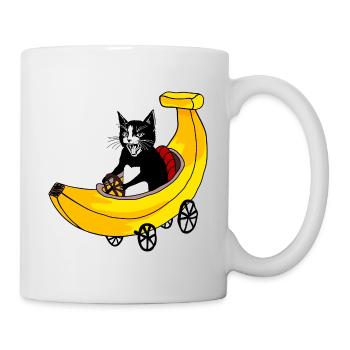 Chat rapide et banane - Mug blanc - blanc - Droite