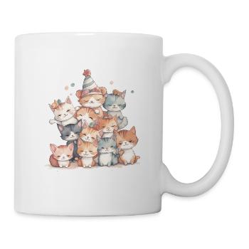 happy cats, - Tasse - Weiß - Rechts