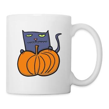 halloween cat with pumpkin - Mug - white - Right