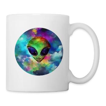 Außerirdischer Kopf vor seinem Planeten - Tasse - Weiß - Rechts