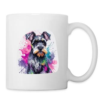 Chien Schnauzer miniature mignon coloré à l’aquarelle - Mug blanc - blanc - Droite