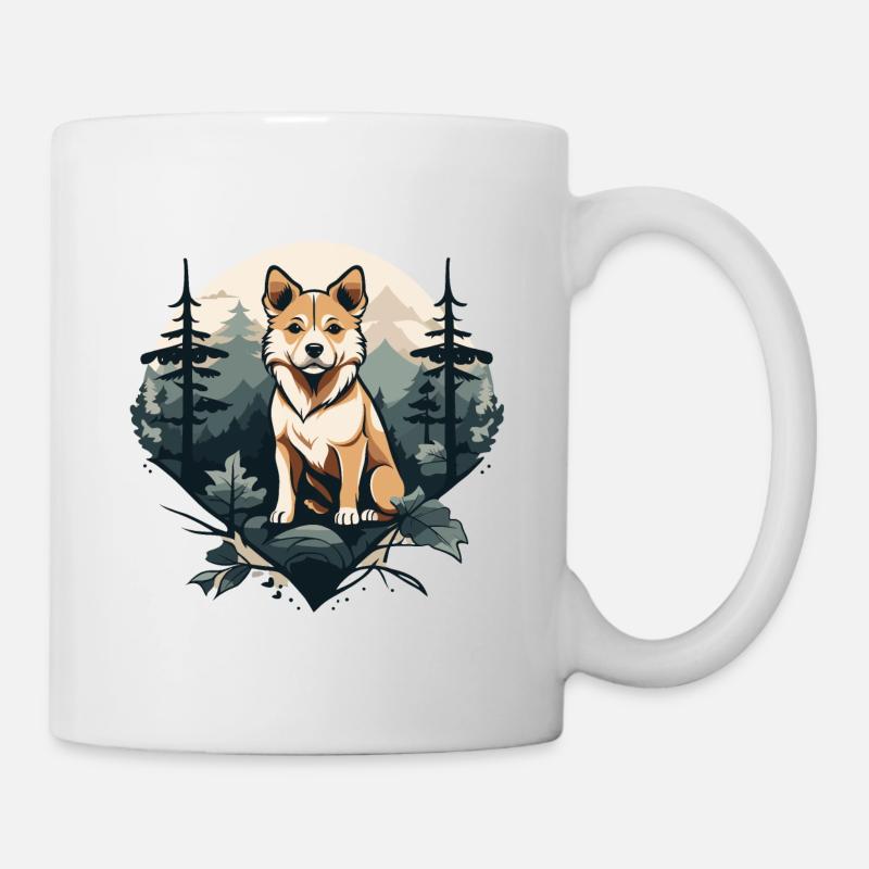 Hokkaido-Hund im Wald - Tasse - Weiß