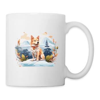 Hokkaido Hund in den Bergen - Tasse - Weiß - Rechts