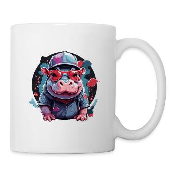 Nilpferd Cool und cool mit Sonnenbrillenmütze - Tasse - Weiß - Rechts