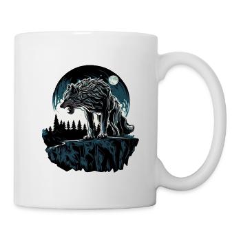Majestic Wolf Under Moonlight - Mug - white - Right