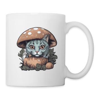 Katze sonnt sich im Sonnenlicht unter einem Pilz - Tasse - Weiß - Rechts