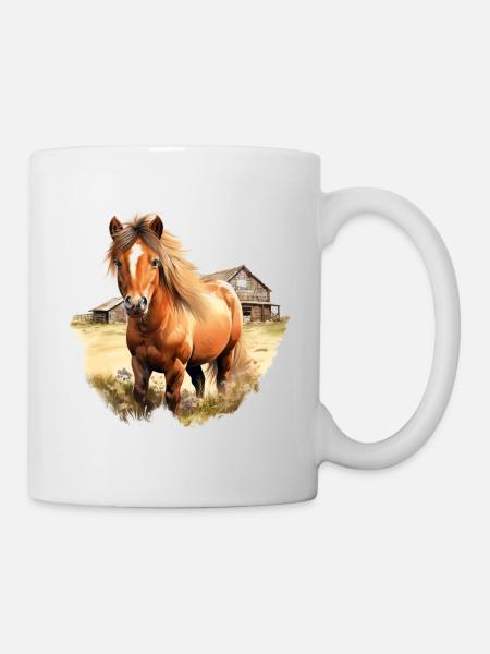 Pony Island Pferd Shetland Pony Shetty - Tasse - Weiß